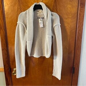 Urban outfitters Cozy Open-Knit Cream Cropped Cardigan Sweater